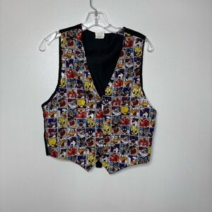 Looney Tunes 1994 Cartoon Character Print Vest One Size Vintage Made in Korea